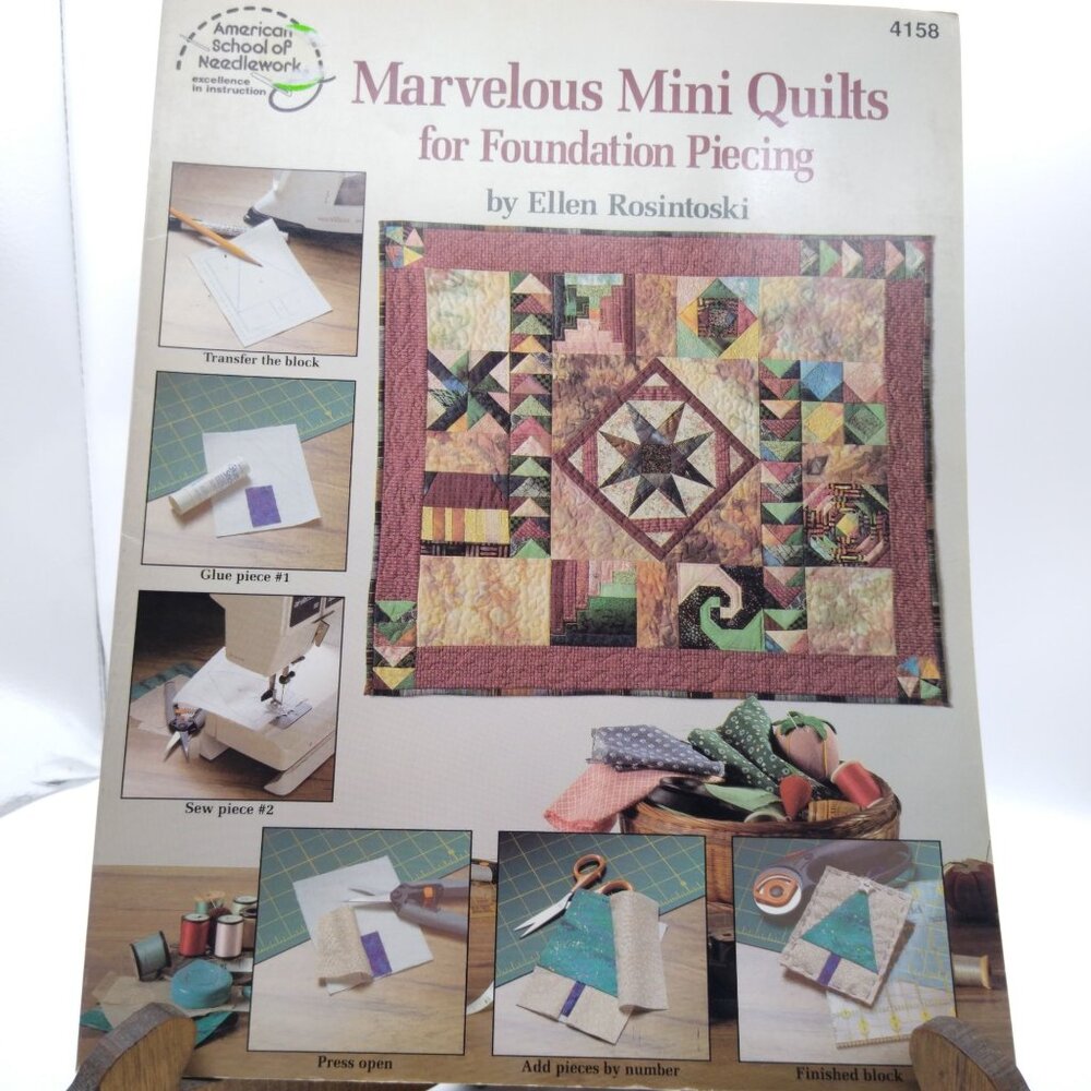 Vintage Quilt Patterns, Marvelous Mini Quilts for Foundation Piecing by Ellen